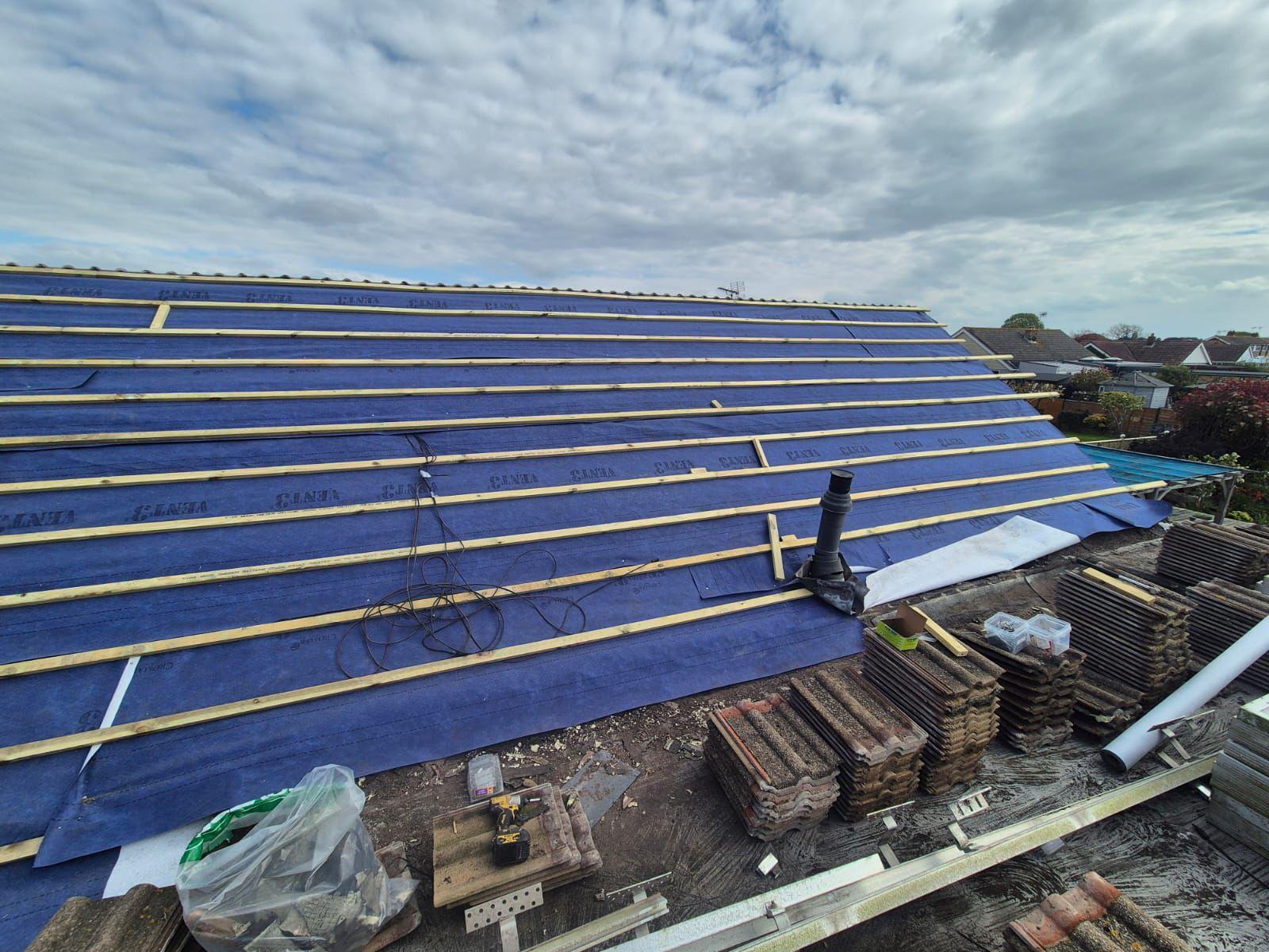 Roof installation in progress